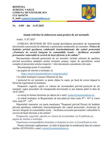 Anunț elaborare  PH